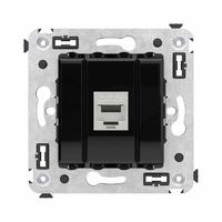 Розетка компьютерная 1-м СП Avanti "Черный квадрат" RJ45 кат.6A без шторок экранир. механизм DKC 4402773 (ДКС)