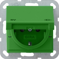 Розетка Gira System 55 1-мест. 1мод. механизм с накладкой З/К скр. уст-ки16А 220-250В крышкой IP20 зелен. | 041502