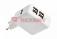 Устройство зарядное сетевое 4xUSB переходник+адаптер (СЗУ) 5В 2х2 100мА 2х1000мА Rexant 18-1184