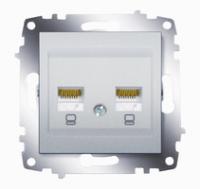 Розетка компьютерная 2-м Cosmo (RJ45 CAT6 + RJ45 CAT6) алюм. ABB 619-011000-248