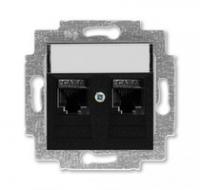 Розетка информационная Levit двойная 2хRJ45 кат. 6 антрацит ABB 2CHH296118A6063
