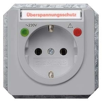 СЕРЕБРЯНЫЙ РОЗЕТКА SCHUKO 10A DC/16A DC 250В С ЗАЩИТОЙ ОТ ПЕРЕНАПРЯЖЕНИЙ ФУНКЦИОНАЛЬНЫМИ ИНДИКАТОРАМИ БЕЗРЕЗЬБОВЫМИ КОНТАКТНЫМИ ЗАЖИМАМИ И ПОЛЕМ ДЛЯ НАДПИСИ ЭЛ.-МЕХ.ЧАСТЬ DELTA PROFIL Siemens 5UB1460