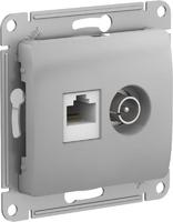 Механизм розетки компьютерной + ТВ 2-м GLOSSA RJ45 кат. 5Е алюм. SchE GSL000389 Schneider Electric