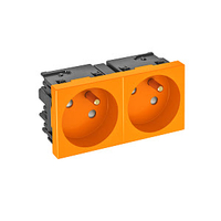 Розетка двойная 33° Modul45connect, франц. стандарт, 250 В, 16A (оранжевый) (STD-F3C ROR2) | 6120674 OBO Bettermann