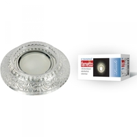 Светильник декоративный Luciole DLS-L105 GU5.3 CHROME/CLEAR встраив. доп. светодиод. подсветка 3Вт без лампы осн. метал. хром отделка кристалл прозр. Fametto UL-00000356