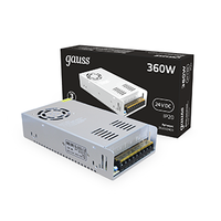 Блок питания (драйвер) для светодиодной ленты LED 24 В 360 Вт IP20 Black Gauss - 202002400