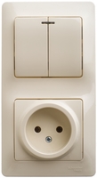 Блок комбинированный GLOSSA розетка + выкл. 2-кл. с подсвет. беж. SchE GSL000273 Schneider Electric