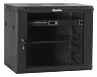 Шкаф настенный TWM-0925-GR-RAL9004 19дюйм 9U 480х600х250 со стеклян. дверью черн. (RAL 9004) (собранный) Hyperline 44309