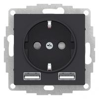 Механизм розетки 3-м СП AtlasDesign 16А IP20 с 2-мя заряд. устройствами USBA+A 5В/2.4А 2х5В/1.2А карбон SchE ATN001030 Schneider Electric