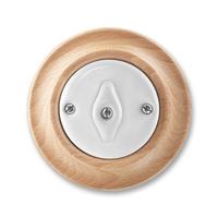 Переключатель перекрёстный поворотный ABB Decento белый фарфор / натуральное дерево бук - 2CHK600734C4050