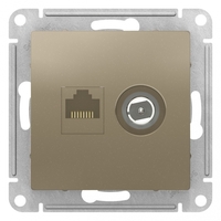Механизм розетки 2-м ATLAS DESIGN комп. RJ45 кат.5E+TV шампань SchE ATN000589 Schneider Electric