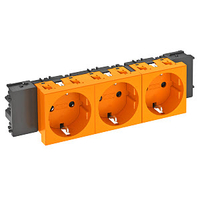 Розетка тройная 0° Modul45connect с з/к, 250 В, 16A (оранжевый) (STD-D0C ROR3) | 6120384 OBO Bettermann