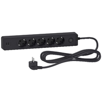 Удлинитель UNICA EXTEND 5 розеток 2К+З кабель 3м 2 USB черн. SchE ST945U3B Schneider Electric