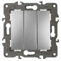 Выключатель Эра Elegance 14-1107-03 3-клавишный встроенный 250 В 10 А IP 20 алюминий Б0034252 (Энергия света)