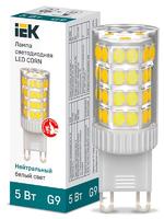 Лампа светодиодная Corn 5Вт капсульная 4000К нейтр. бел. G9 230В керамика IEK LLE-Corn-5-230-40-G9 (ИЭК)