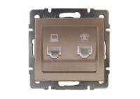 Механизм розетки компьютерной RJ45 + телефонной RJ11 Рейн матов. бронз. LEZARD 703-3188-143
