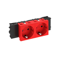 Розетка двойная 0° Modul45connect с з/к, 250 В, 16A (красный) (STD-D0C SRO2) | 6120368 OBO Bettermann