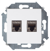 Механизм розетки комп. Simon15 2мод. RJ45 + CAT.6A (АМР FTP) бел. Simon 1591564-030