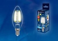 Лампа светодиодная LED 6вт 200-250В свеча прозрачное 500Лм Е14 3000К Uniel Sky филамент - UL-00000199