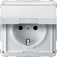 Механизм розетки 1-м СП Merten Aquadesign 16А IP20 с заземл. защ. шторки крышкой полем для надписи полярн. бел. SchE MTN2312-7219 Schneider Electric