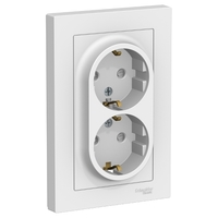 Розетка 2-м СП AtlasDesign 16А IP20 с заземл. защ. шторки в сборе бел. SchE ATN000126 Schneider Electric