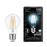 Лампа светодиодная филаментная Filament 12Вт A60 4100К нейтр. бел. E27 1250лм GAUSS 102902212