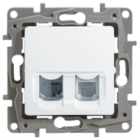Розетка компьютерная + телефонная 2-м СП Etika RJ45 RJ11 кат.5E UTP механизм бел. Leg 672252 Legrand