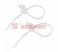 Хомут кабельный 2.5х100 P6.6 бел. с крепежным пистоном (уп.100шт) Rexant 07-0107