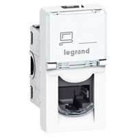Механизм розетки комп. 1-м СП Mosaic 1мод. RJ45 STP/FTP бел. Leg 076573 Legrand