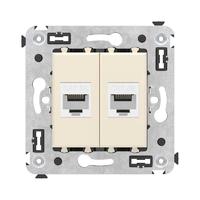 Компьютерная розетка RJ-45 без шторки в стену, кат.5е двойная, "Avanti", "Ванильная дымка" | 4405664 DKC (ДКС)