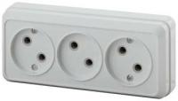 Розетка 3х2P 16А-250В IP20 ОУ Quadro белый | Б0036141 Intro 2-205-01 ЭРА (Энергия света)