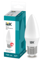 Лампа светодиодная Eco 9Вт C35 свеча 4000К нейтр. бел. E27 230В IEK LLE-C35-9-230-40-E27 (ИЭК)