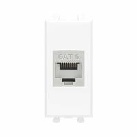 Компьютерная розетка RJ-45 без шторки модульная, кат.6 экранированная, "Avanti", "Белое облако", 1 модуль | 4400791 DKC (ДКС)