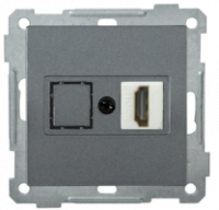Механизм розетки СП HDMI BOLERO РHDMI-0-Б антрацит IEK EHB10-K95 (ИЭК)