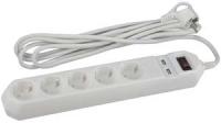 Удлинитель с сетевым фильтром 5х1.5м заземл. 10А IP20 2хUSB ПВС 3х0.75 выкл. бел. Эра Б0019037 (Энергия света)