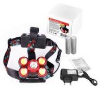 Фонарь налобный аккумуляторный E160 3.7В 5LED 5Вт фокус 2 аккум. 4 реж. бокса черн. Ultraflash 14681