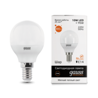 Лампа светодиодная LED 10Вт E14 220В 2700К Elementary шар | 53110 Gauss