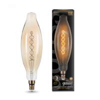 Лампа светодиодная филаментная Black Vintage Filament Flexible 8Вт BT120 2400К E27 620лм 120х420мм Golden Gauss 156802008