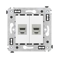 Компьютерная розетка RJ-45 без шторки в стену, кат.5e двойная экранированная, "Avanti", "Белое облако" | 4400764 DKC (ДКС)