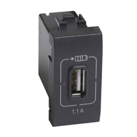 Розетка USB Mosaic 1мод. 1.1А 230/5В антрацит Leg BTC L4285C1 Legrand