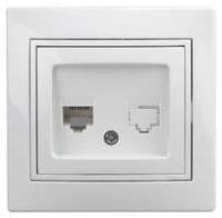 Розетка информационная RJ45, СУ, б.л., Plano, белый, 1Э-303-01 ЭРА (Энергия света) Б0038835