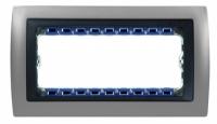 Рамка 8мод. Simon82 Centralizations узкая с суппортом алюм./графит Simon 82884-33
