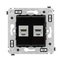 Компьютерная розетка RJ-45 без шторки в стену, кат.5e двойная экранированная, "Avanti", "Черный квадрат" | 4402764 DKC (ДКС)