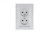 Розетка 2-м СП Karea 10А IP20 б/з сереб. Makel 56065017