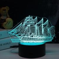Светильник светодиодный NL-404 "Корабль" 3Вт RGB USB настольный ночник син. Camelion 14562