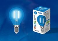 Лампа светодиодная LED-G45-5W/BLUE/E14 GLA02BL LED. "шар". серия Air color. Синий свет | UL-00002989 Uniel