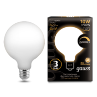Лампа светодиодная филаментная Filament 10Вт G125 2400К тепл. бел. E27 820лм диммир. golden GAUSS 158802010-D