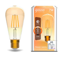 Лампа светодиодная филаментная Smart Home DIM E27 ST64 Golden 7 Вт 1/10/40 | 1290112 Gauss