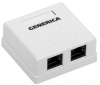 Розетка информационная RJ45 кат.5е FTP 2 порта настенная GENERICA ITK CS2-1C5EF-22-G IEK (ИЭК)
