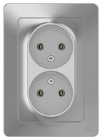 Розетка 2-м СП Blanca 16А IP20 250В без заземл. защ. шторок алюм. SchE BLNRS000023 Schneider Electric